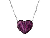 Sterling Silver Lab Created Ruby Heart Necklace 1.5ctw