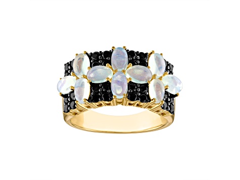 White Opal 14K Yellow Gold Plated Silver Ring 2.78ctw