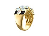 White Opal 14K Yellow Gold Plated Silver Ring 2.78ctw