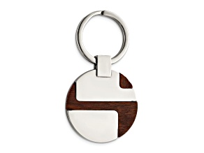 Stainless Steel Polished Wood Inlay Key Ring