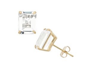 Octagon Lab Created White Sapphire 10K Yellow Gold Earrings 5.40ctw