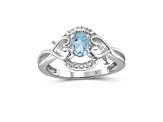 Sky Blue Topaz Ring With White Diamond Sterling Silver Ring 0.56ct