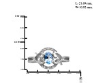 Sky Blue Topaz Ring With White Diamond Sterling Silver Ring 0.56ct