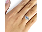 Sky Blue Topaz Ring With White Diamond Sterling Silver Ring 0.56ct