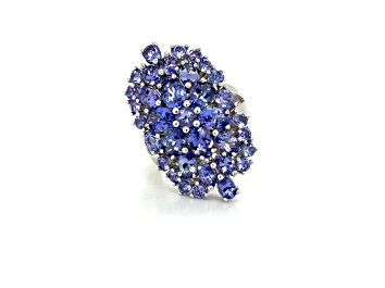 Picture of Rhodium Over Sterling Silver Mixed Shape Tanzanite Ring 4.97ctw