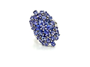 Rhodium Over Sterling Silver Mixed Shape Tanzanite Ring 4.97ctw