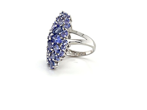 Rhodium Over Sterling Silver Mixed Shape Tanzanite Ring 4.97ctw