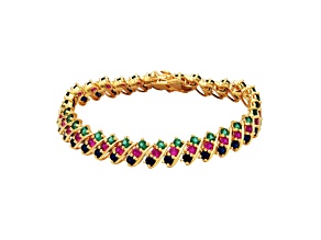 Lab Created Quartz, White Sapphire & Ruby 18k Yellow Gold Over Sterling Silver Bracelet 11.38ctw