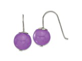 Sterling Silver Polished 10mm Purple Jadeite Dangle Earrings