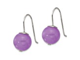 Sterling Silver Polished 10mm Purple Jadeite Dangle Earrings