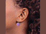 Sterling Silver Polished 10mm Purple Jadeite Dangle Earrings