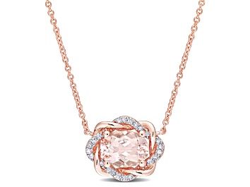 Picture of 1.14ctw Morganite And 0.10ctw Diamond 10k Rose Gold Necklace