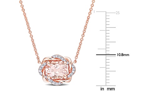 1.14ctw Morganite And 0.10ctw Diamond 10k Rose Gold Necklace