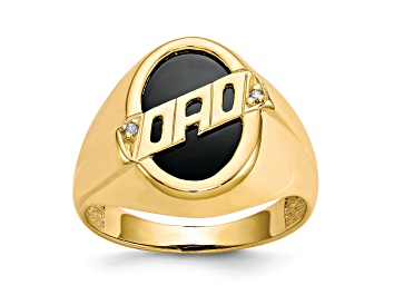 Picture of 14K Yellow Gold Men's Diamond and Black Onyx DAD Ring