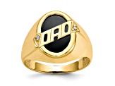 14K Yellow Gold Men's Diamond and Black Onyx DAD Ring