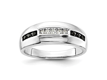 Picture of Rhodium Over 14K White Gold White and Black Diamond Men's Ring 0.25ctw