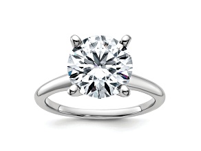 Rhodium Over 14K White Gold 3 5/8 ct. D E F Pure Light Round Moissanite Solitaire Ring