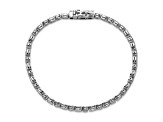 Rhodium Over Sterling Silver Polished Round and Oval Cubic Zirconia Tennis Bracelet