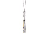 Mixed Gemstone Rhodium and 14K Yellow Gold Over Sterling Silver Pendant With Chain