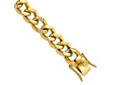 White Cubic Zirconia Stainless Steel Polished Yellow IP Plated Men's Bracelet