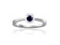Rhodium Over Sterling Silver Round Blue Sapphire and Moissanite Halo Ring