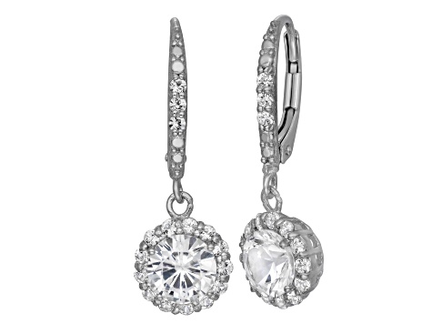 Lab Created White Sapphire Sterling Silver Dangle Earrings 2.52ctw