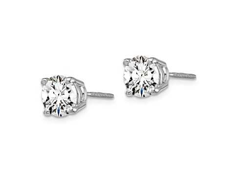 Rhodium Over 14K Gold Certified Lab Grown Diamond 2ct. VS/SI GH+, Screw Back Earrings