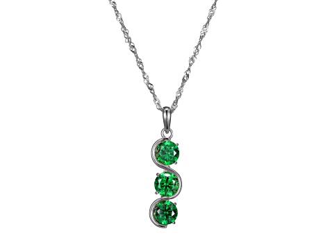 Green Cubic Zirconia Platinum Over Sterling Silver May Birthstone Pendant 5.84ctw