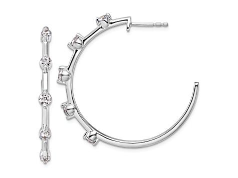 Rhodium Over 14K White Gold Lab Grown Diamond SI1/SI2, G H I, Hoop Earrings