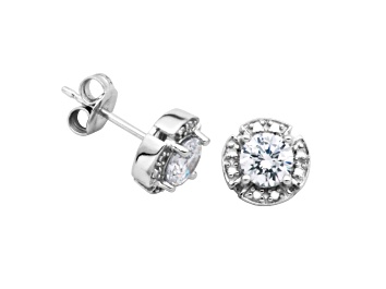 Picture of White Cubic Zirconia Rhodium Over Sterling Silver Earrings 1.80ctw