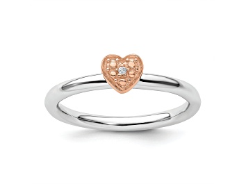 Picture of 14K Rose Gold Over Sterling Silver Stackable Expressions Diamond Heart Ring 0.005ctw