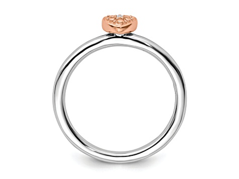 14K Rose Gold Over Sterling Silver Stackable Expressions Diamond Heart Ring 0.005ctw