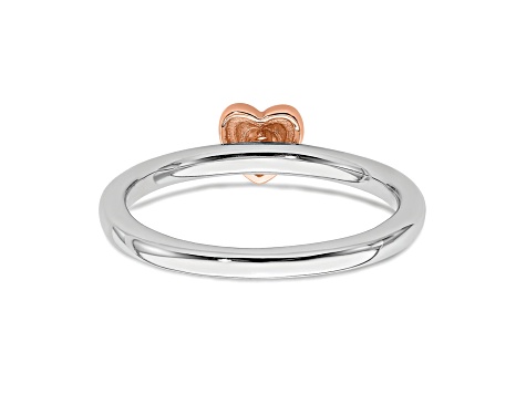 14K Rose Gold Over Sterling Silver Stackable Expressions Diamond Heart Ring 0.005ctw