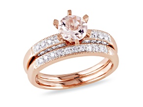 Morganite and Diamond 10K Rose Gold Ring 1.19ctw