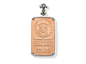 Silver Treasures By Samuel B. 1oz Copper Statue Of Liberty Ingot with Sterling Silver/18k Gold Frame