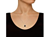 8mm Round Black Onyx With Diamond Accents Rhodium Over Sterling Silver Pendant with Chain