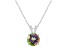 8mm Round Mystic Topaz With Diamond Accents Rhodium Over Sterling Silver Pendant with Chain