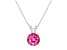 8mm Round Pink Topaz With Diamond Accents Rhodium Over Sterling Silver Pendant with Chain