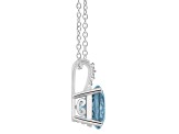 8mm Round Sky Blue Topaz With Diamond Accents Rhodium Over Sterling Silver Pendant with Chain