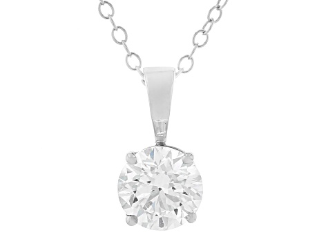 14k White Gold 1.10ct Round White IGI Certified Lab-Grown Diamond Solitaire Pendant F/VS1