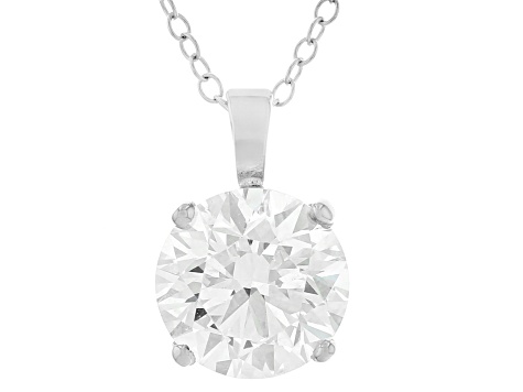 14k White Gold 3.00ct Round White IGI Certified Lab-Grown Diamond Solitaire Pendant F/VS1