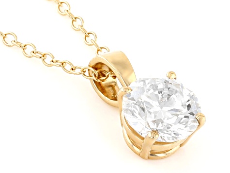 14k Yellow Gold 1.10ct Round White IGI Certified Lab-Grown Diamond Solitaire Pendant F/VS1