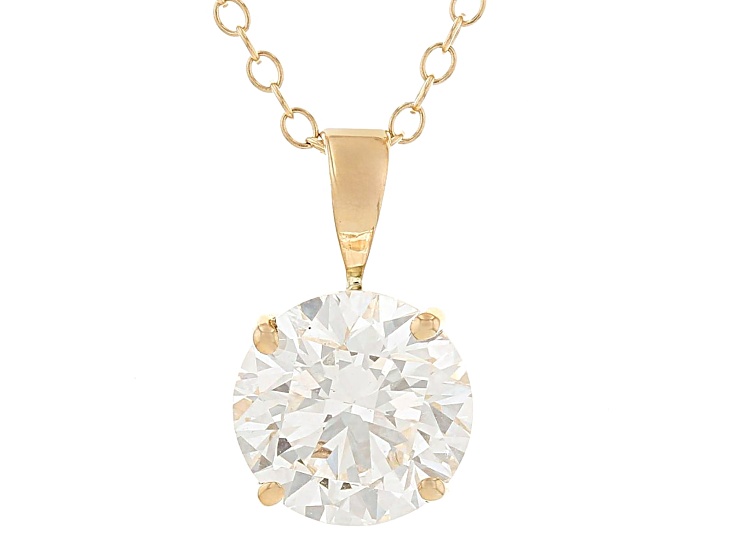 Certified White Lab-Grown Diamond F VS1 14K Yellow Gold Solitaire Pendant 2.00ct