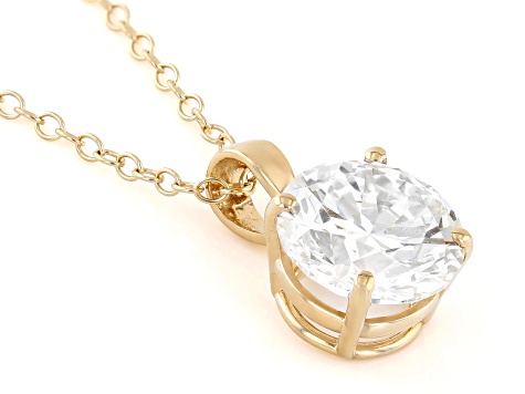 14k Yellow Gold 2.00ct Round White IGI Certified Lab-Grown Diamond Solitaire Pendant F/VS1