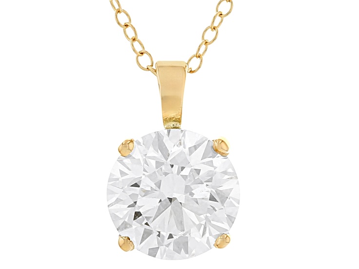 Certified White Lab-Grown Diamond F/VS1 14k Yellow Gold Solitaire Pendant 3.00ct