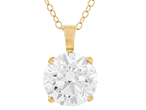 14k Yellow Gold 3.00ctw Round White IGI Certified Lab-Grown Diamond Solitaire Pendant F/VS1