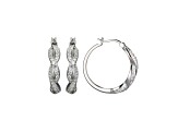 White Cubic Zirconia Rhodium Over Sterling Silver Hoop Earrings 1.81ctw