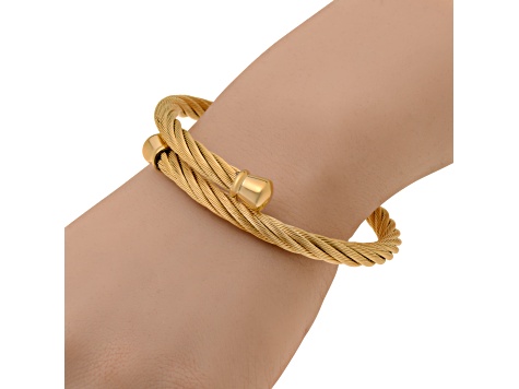Stainless Steel Yellow Cable Bangle Bracelet