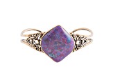 Barse Jewerly Purple Composite Turquoise Gold Tone Cuff Bracelet