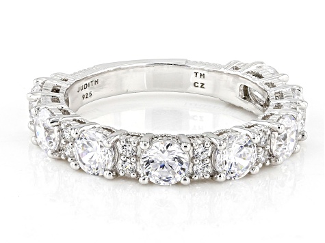 Judith Ripka 5.40ctw Bella Luce® Diamond Simulant Rhodium Over Sterling Silver Band Ring